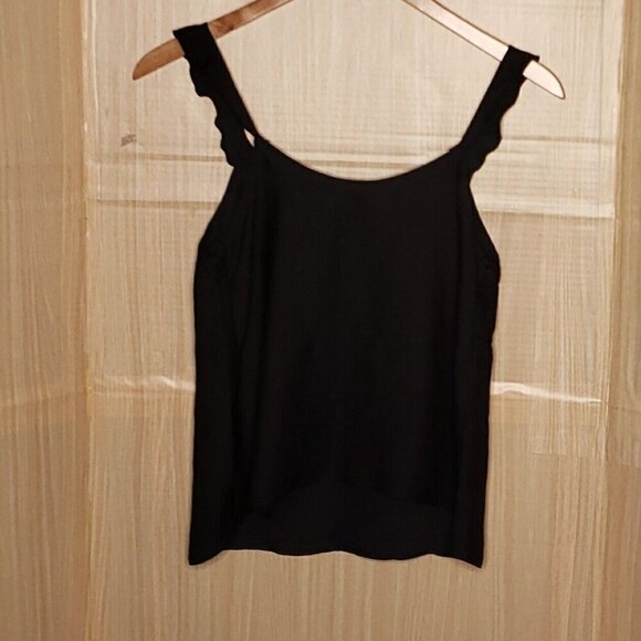 Abercrombie & Fitch Womens Black Silky Ruffle Strap Sleeveless Blouse Small - Picture 2 of 4